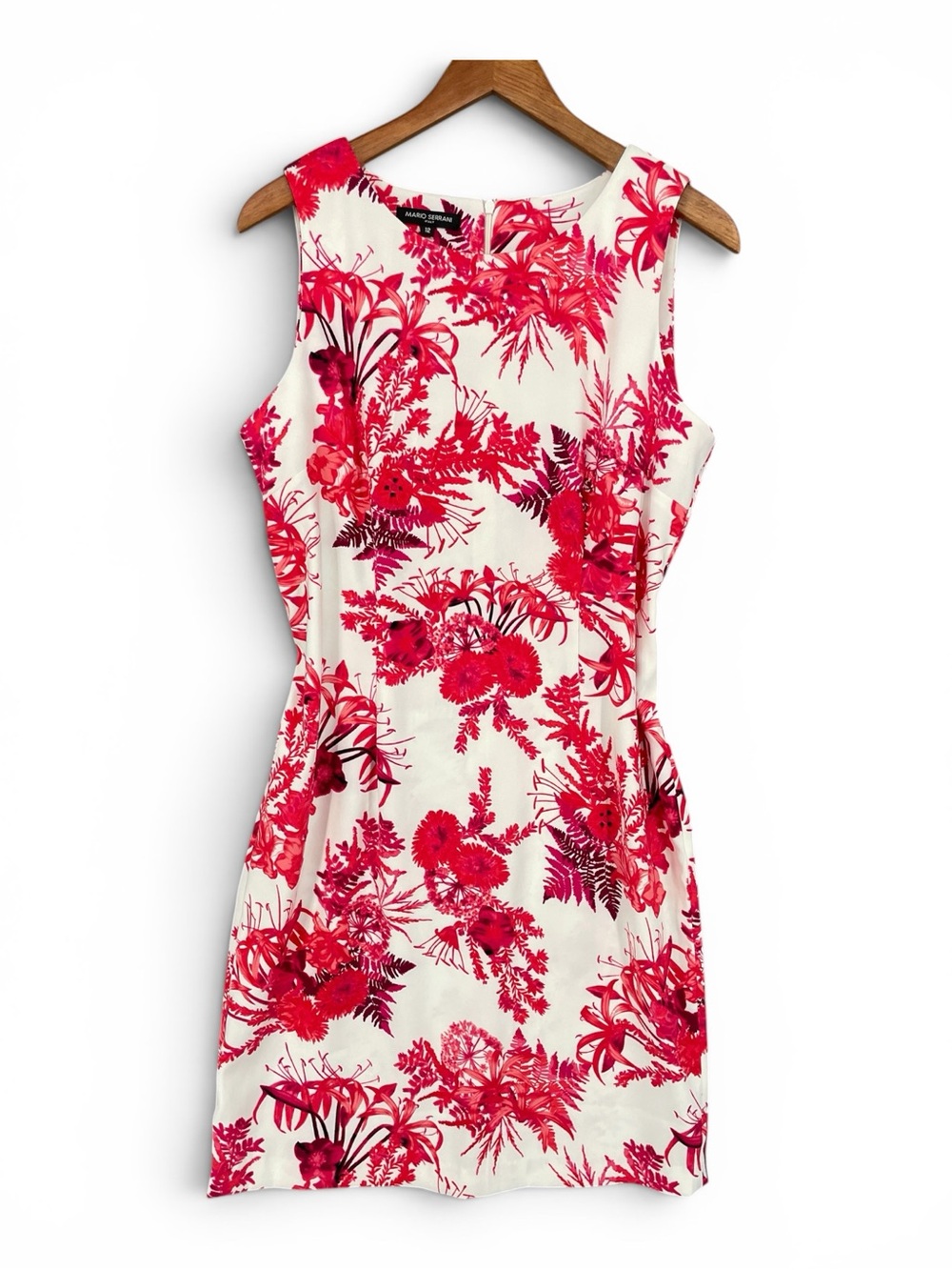Mario Serrani Italy Sleeveless Floral Sheath Dress Botanical Print Size 12 NWOT